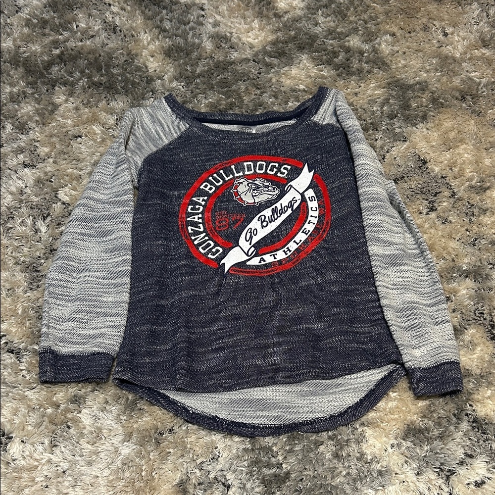 Gonzaga Bulldogs long sleeve. It is kind of sweatshirt- kind of sweater material